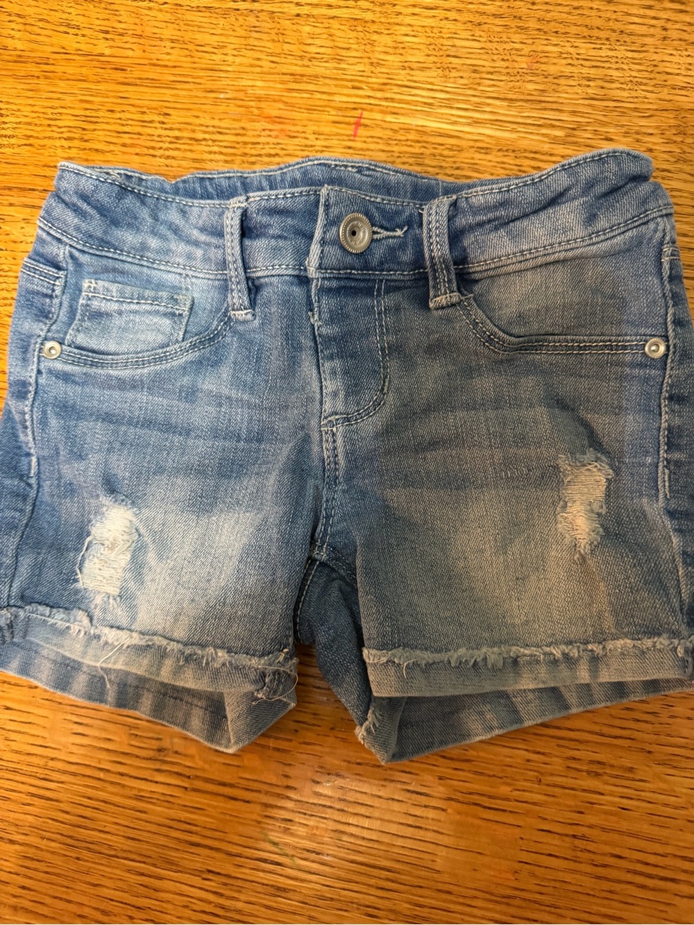 Girls' Light Blue Distressed Denim Shorts